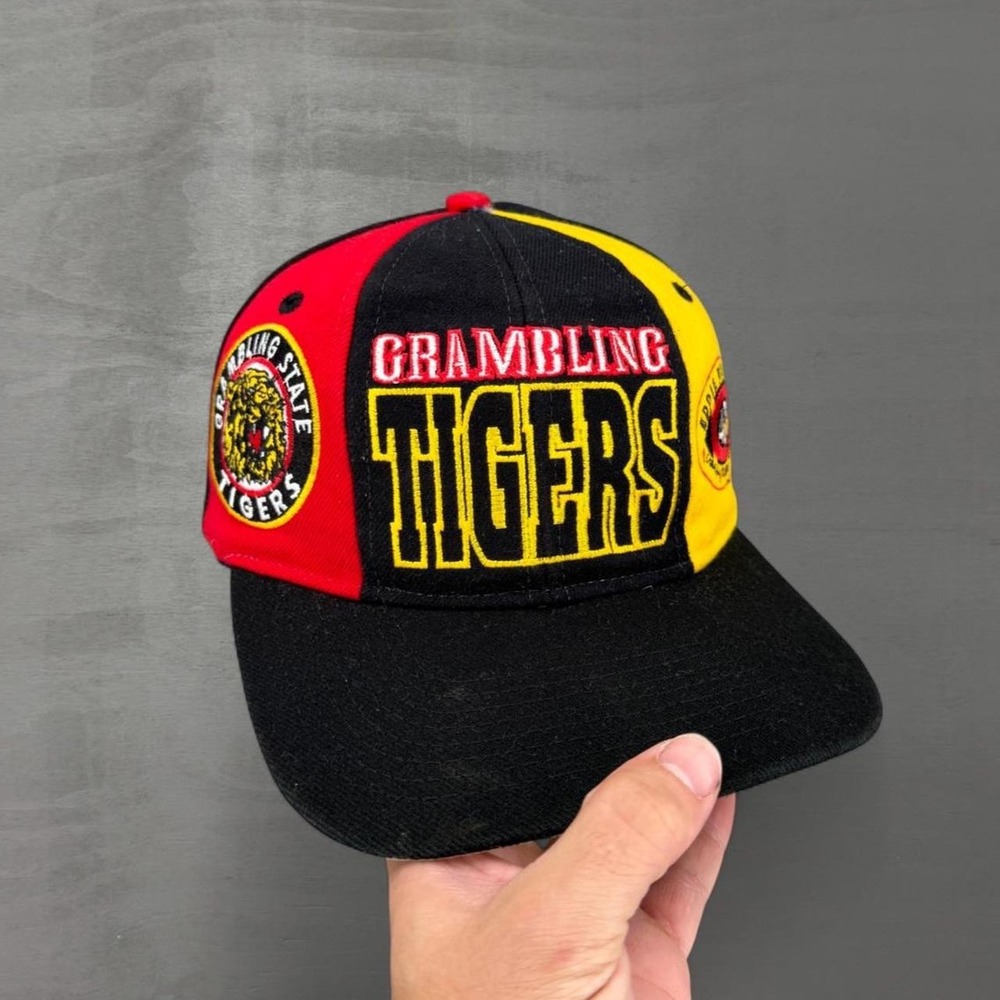 Vintage Drew Pearson Grambling State Tigers Hat Black Red Yellow 400 Wins OSFM